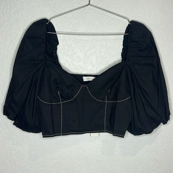 NWT JONATHAN SIMKHAI STANDARD Brene Bustier Top in Black Large Revolve - Picture 2 of 14